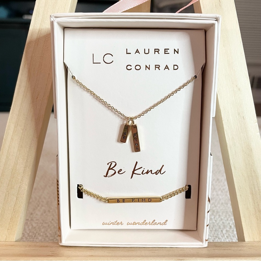 gold be kind necklace & bracelet
